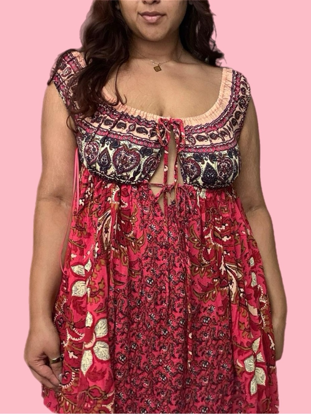 free people bali mariposa mini slip - pink combo